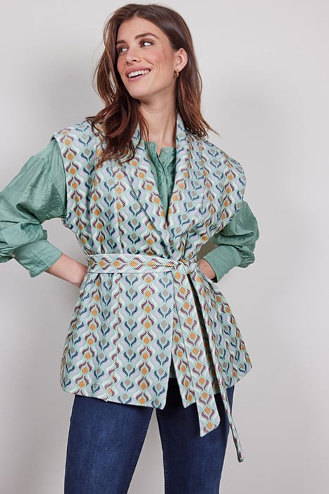 SLEEVELESS VEST DIAM PRINT GRANITE GREEN WITH TROY PRINT 3