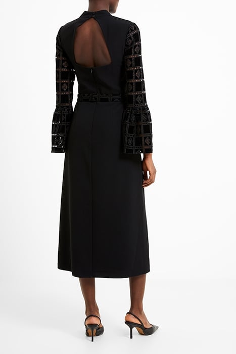 GARNET VELVET LACE DRESS BLACK 2