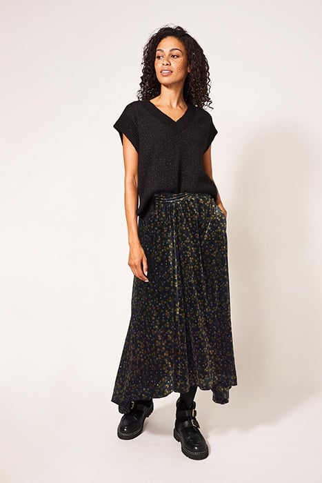 ISABELLE DEVORE VELVET SKIRT GREY 3