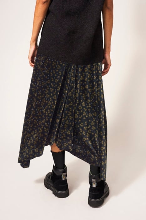 ISABELLE DEVORE VELVET SKIRT GREY 2