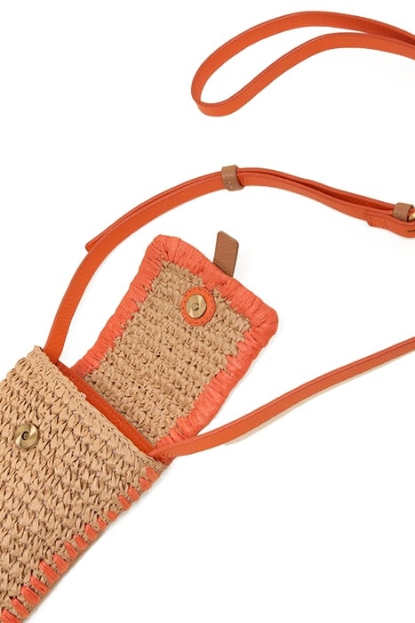 CLARA BUCKLE RAFFIA PHONE BAG ORANGE 3
