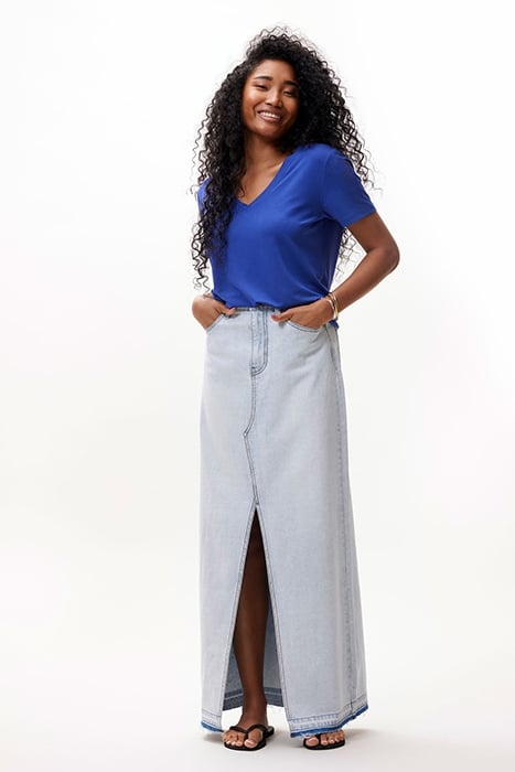 MAXI DENIM SKIRT WASHED BLUE 2