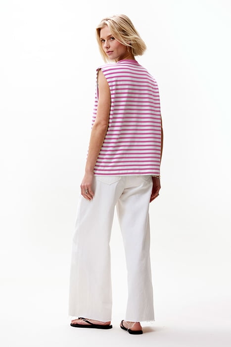 FOLDED SHOULDER SINGLET SUPER PINK 3