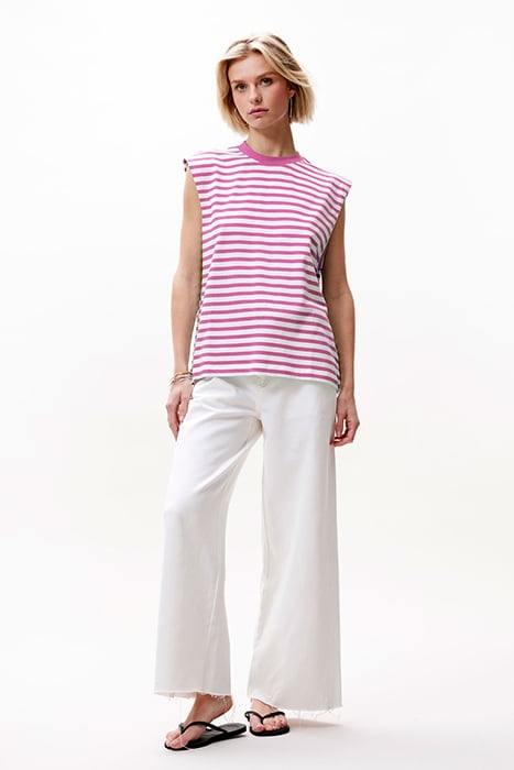 FOLDED SHOULDER SINGLET SUPER PINK 1