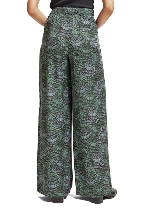 ELENI - HIGH RISE WIDE LEG PYJAMA PANTS FEATHER BOTTLE GREEN 2