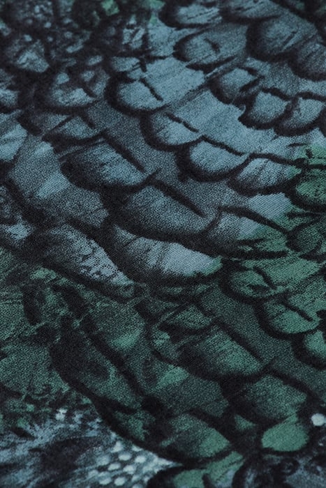 PRINTED BALLOON SLEEVE SHIRT FEATHER BOTTLE GREEN 7