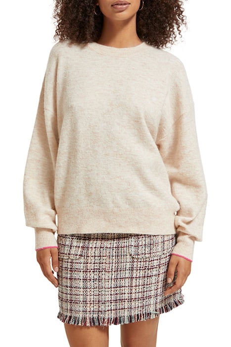 FUZZY CREW NECK PULLOVER SAND MELANGE 1