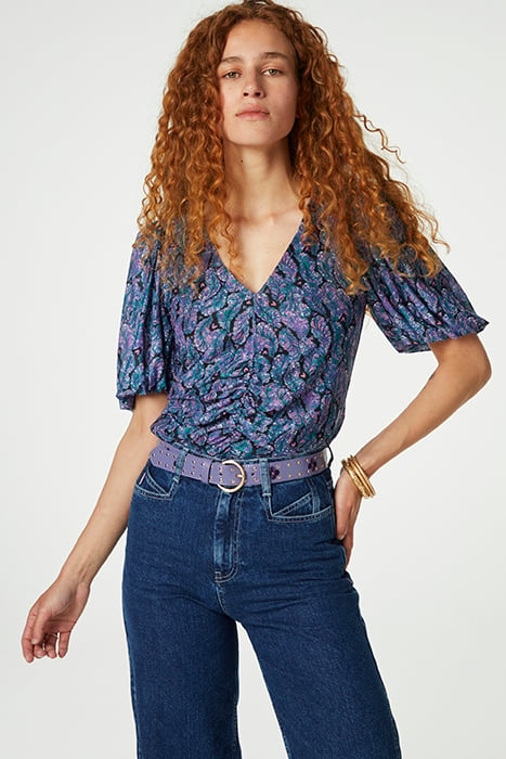 FLOWER STUDDED BELT POPPY PURPLE 2