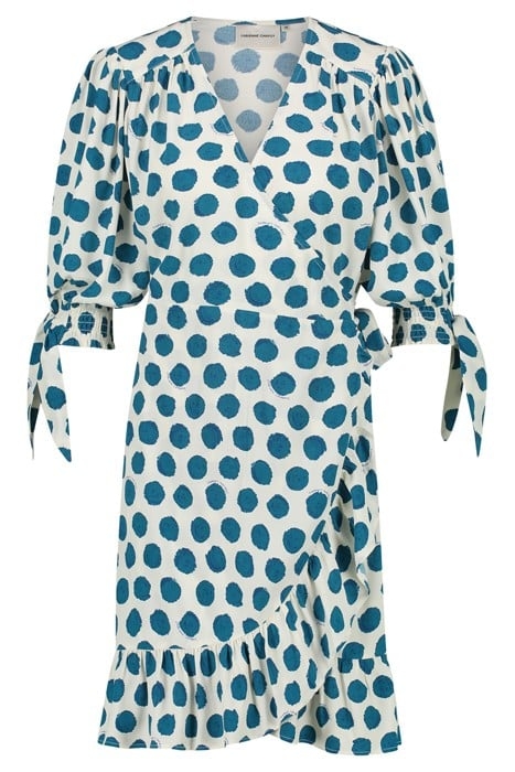 CHANNA SHORT DRESS TASTY TEAL/CREAM WHI 1