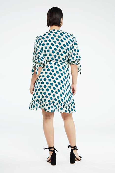 CHANNA SHORT DRESS TASTY TEAL/CREAM WHI 2