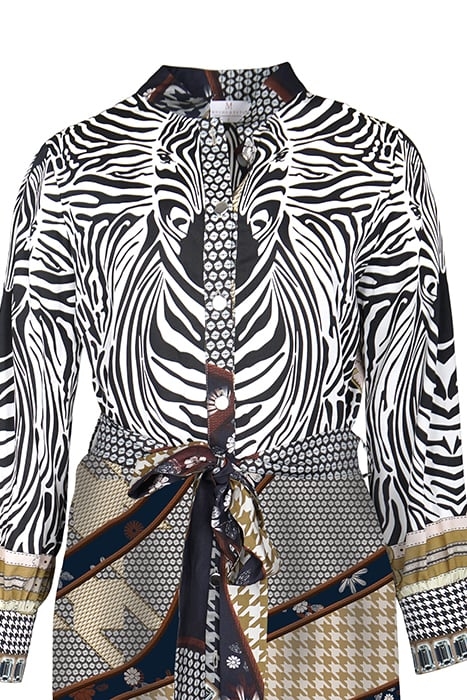 DRESS LOUVAIN LONG BLUE AND ZEBRA 6