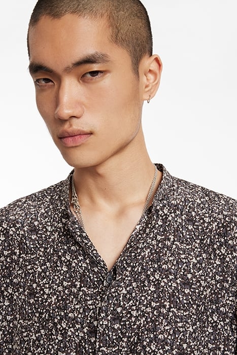 HIDDEN PLACKET BAND COLLAR EARTH BROWN 3