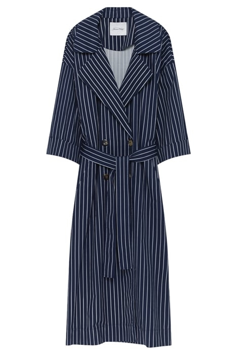 OVERSIZED BELTED LONG TRENCH RAYURES NAVY 3