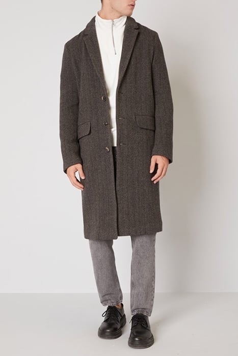 LONG SLEEVES BUTTONED COAT CHEVRON NAVY GRIS 3