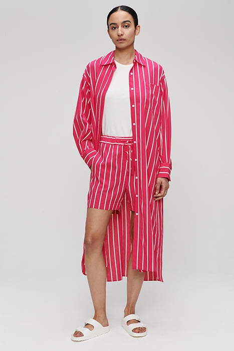 STRIPED SHIRTDRESS CARMINE ROSE 1