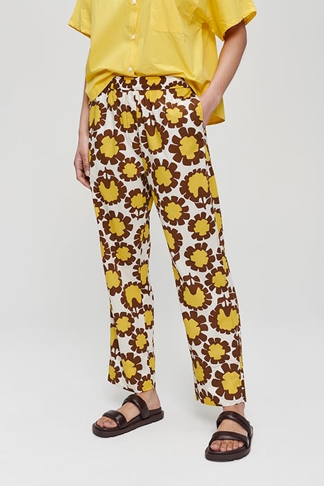 COTTON PRINTED PULL ON PANTS YELLOW 1