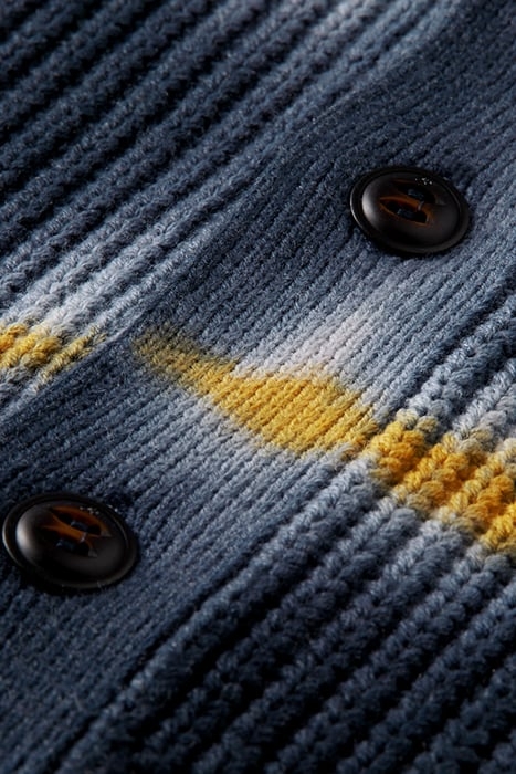 COTTON-BLEND TIE-DYED RIB KNIT CARDIGAN COMBO C 7