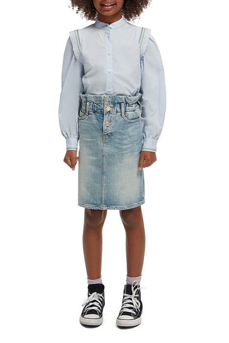 GIRLS LONG-SLEEVED COLOURFUL STITCHING DETAIL TOP PERIWINKLE 2