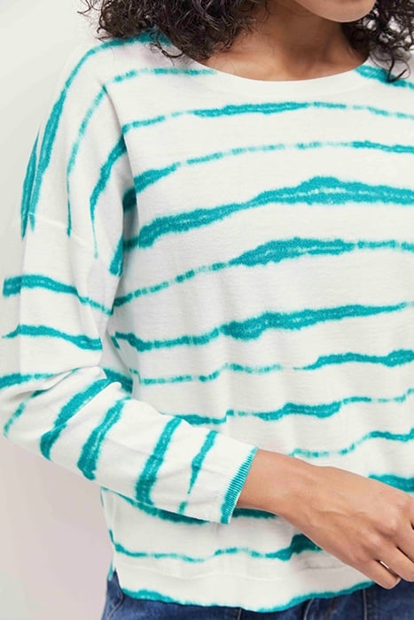 TECLA - JUNGLE GREEN KNITTED JUMPER WITH FUZZY STRIPE PATTER 6