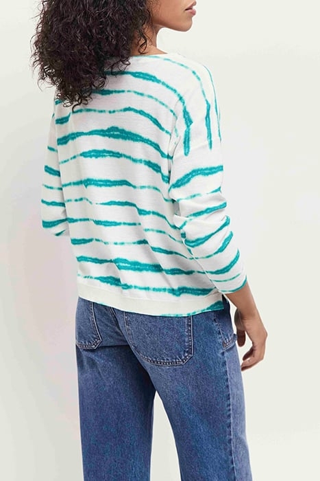 TECLA - JUNGLE GREEN KNITTED JUMPER WITH FUZZY STRIPE PATTER 5
