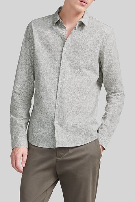 PISTACHIO ORGANIC COTTON MICROLEAF MOTIF SLIM SHIRT 1