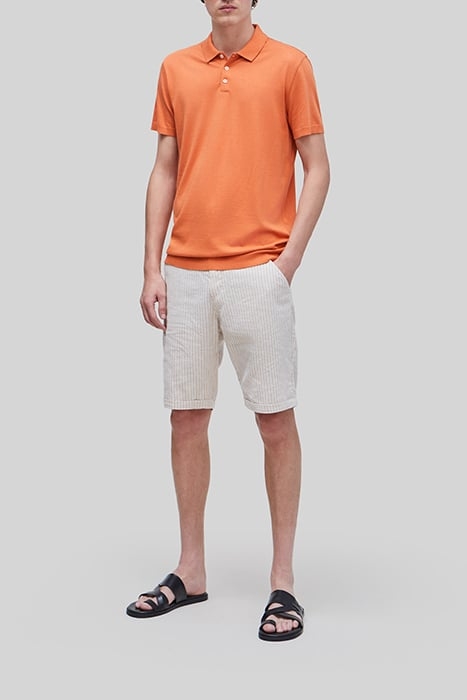 BEIGE CROPPED THIN-STRIPED CHINO BERMUDAS 3