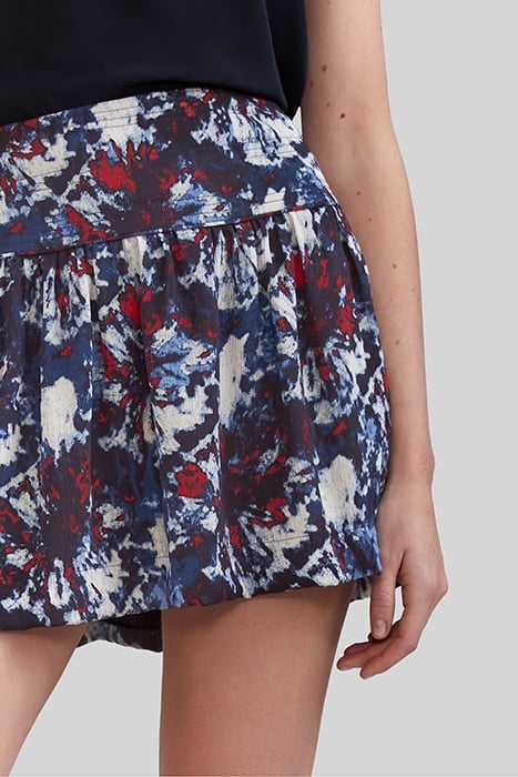 NAVY RECYCLED SHORT SKIRT WITH BATIK FLOWER PRINT 6