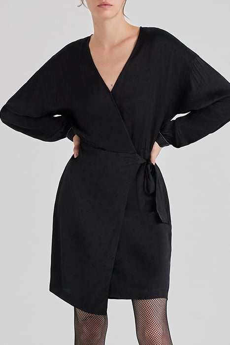 BLACK ROCK MOTIF JACQUARD WRAP DRESS 4