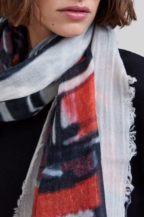 OFF-WHITE SCARF WITH MULTICOLOURED ARTY ROCK MOTIF 3
