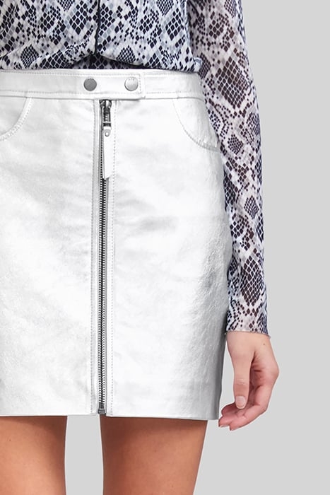 SILVER LEATHER ZIPPED SHORT SKIRT 5