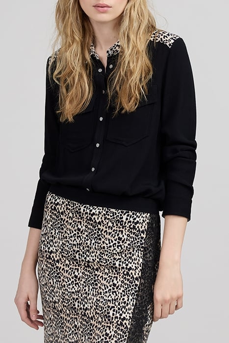 BLACK LENZING™ ECOVERO™ ROCK LEOPARD DETAIL SHIRT 1