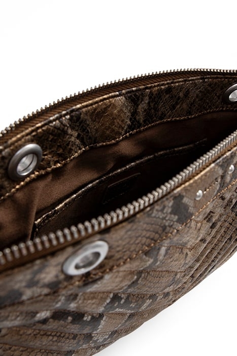 GOLD LEATHER PYTHON-LOOK 1440 REPORTER CLUTCH BAG 6