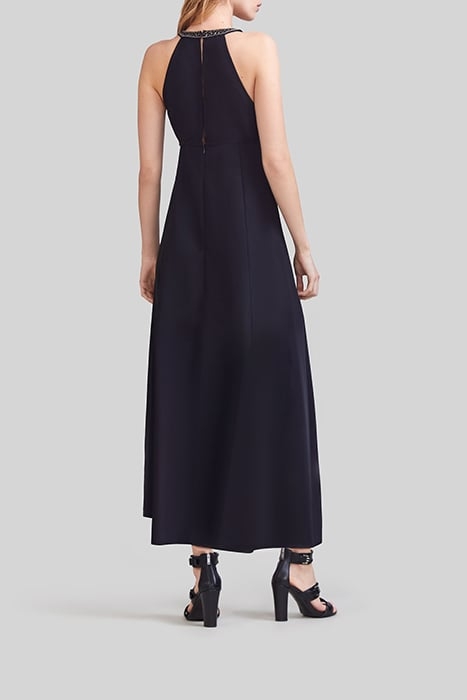 BLACK LONG DRESS, METALLIC BEAD-EMBROIDERED DICKEY 2