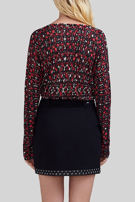 BLACK FINE KNIT SWEATER WITH IKAT PRINT 2