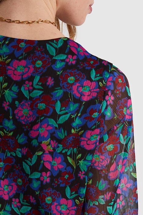 RASPBERRY DRESS WITH FLORAL COLOURED PRINT 7