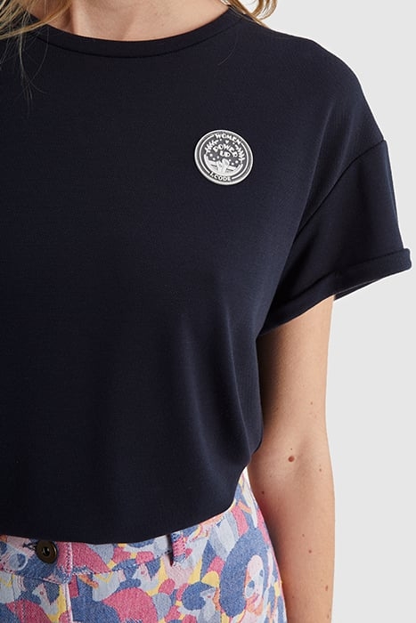 NAVY PIQUE KNIT TOP WITH PLEATED BACK 5