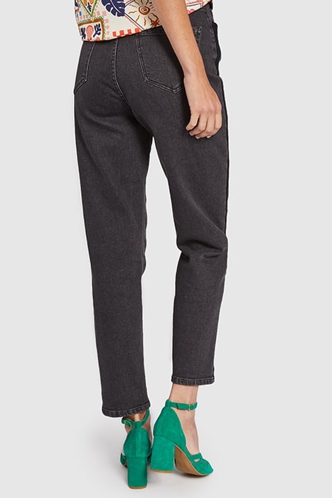 BLACK BOYFIT JEANS WITH FADED BANDS DOWN LEGS 2