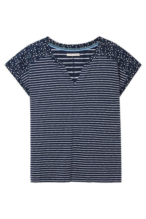 NELLY NOTCH NECK TEE NAVY MULTI 3