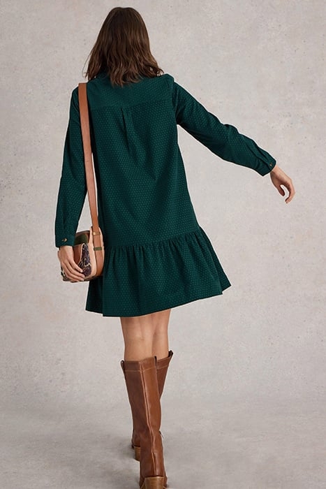 DARIA CORD DRESS DARK GREEN 2