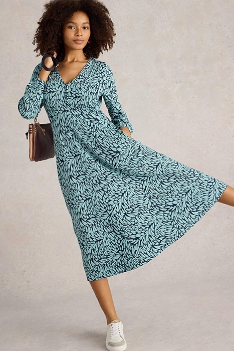 MEGAN JERSEY MIDI DRESS NAVY PRINT 4