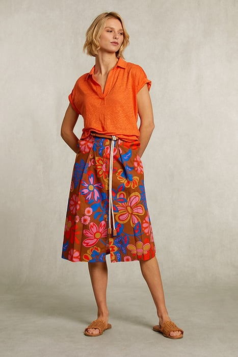 ORANGE LINEN V-NECK T-SHIRT SHORT SLEEVES ORANGE 3