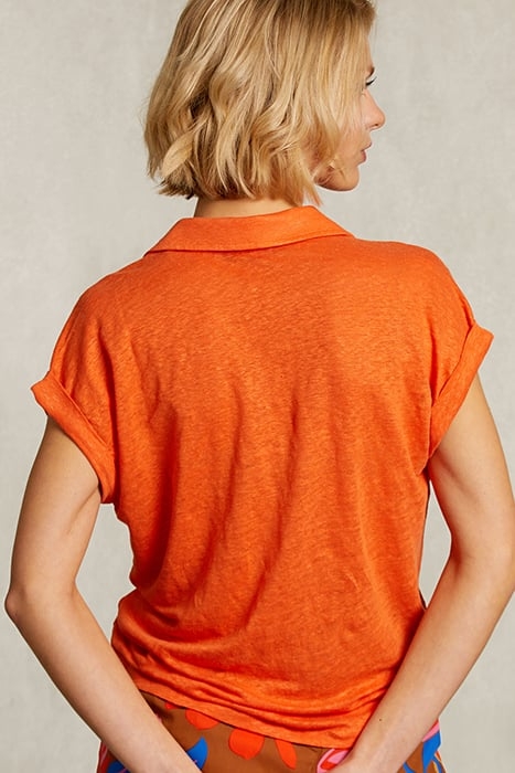 ORANGE LINEN V-NECK T-SHIRT SHORT SLEEVES ORANGE 2