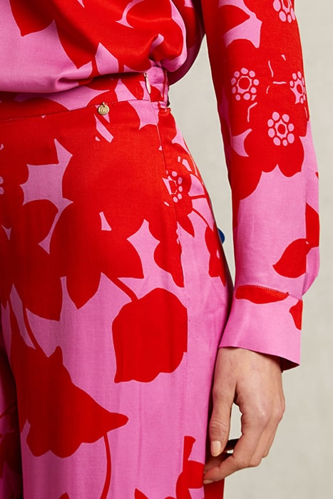 RED/PINK FLORAL PANTS ELASTIC WAIST PINK 4