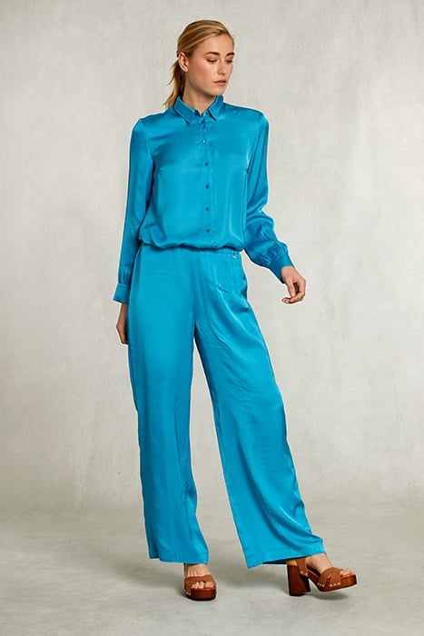 PETROL VISCOSE BLOUSE WITH BUTTONS BLUE 3