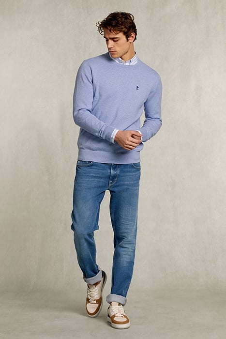 NORMAL FIT BASIC COTTON CREW NECK PULLOVER TROPEZ MIX BLUE 3