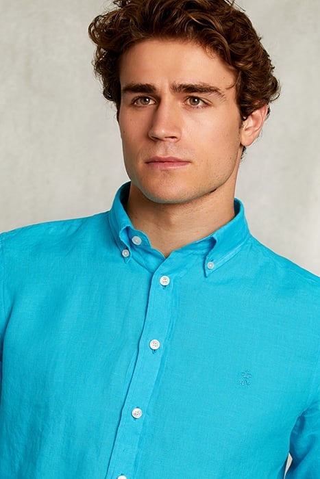 CUSTOM FIT LINEN SHIRT ST-BARTH BLUE 4