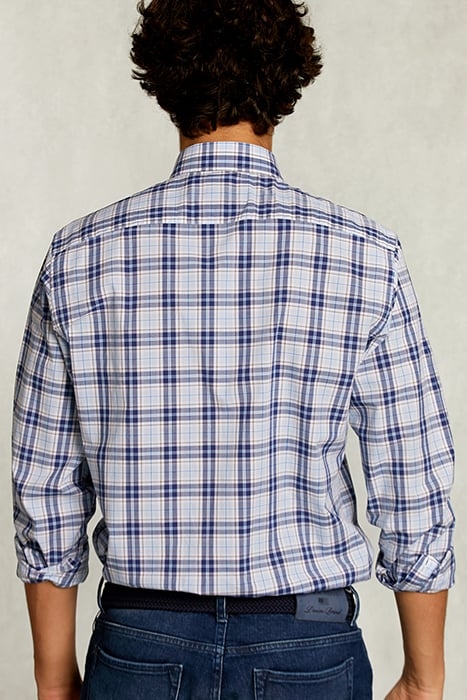 CUSTOM FIT PLAID SHIRT BLUE 2
