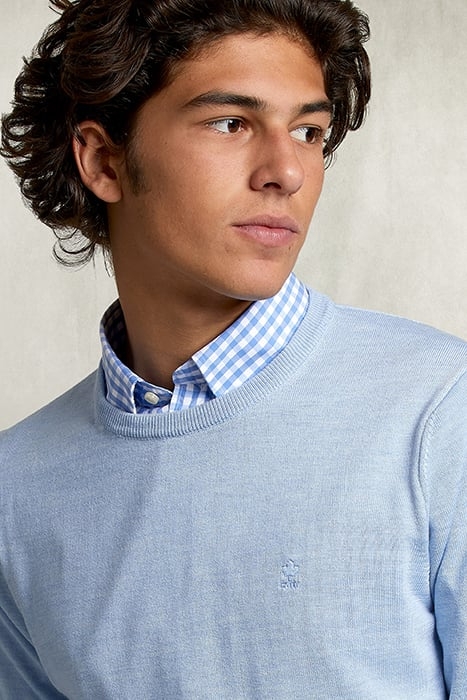 BASIC MERINO CREW NECK PULLOVER DOLPHIN MIX BLUE 3