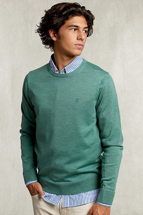 BASIC MERINO CREW NECK PULLOVER HERB MIX GREEN 1
