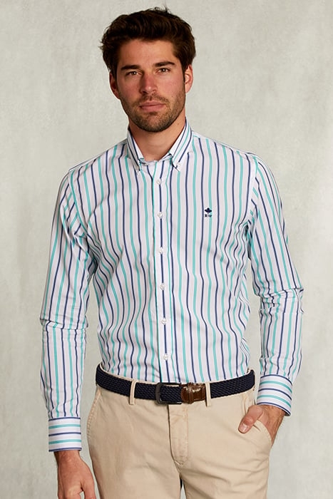 SLIM FIT STRIPED SHIRT GREEN/BLUE GREEN 1